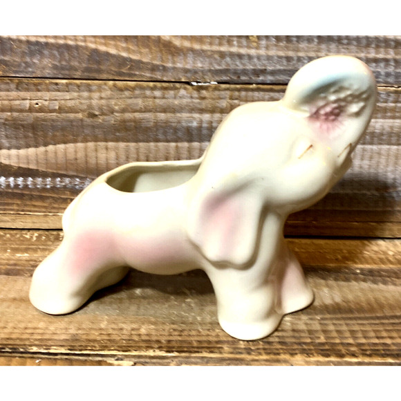 Vintage Mid Century Ceramic Pink Elephant Planter 5.5" Tall - Picture 1 of 12